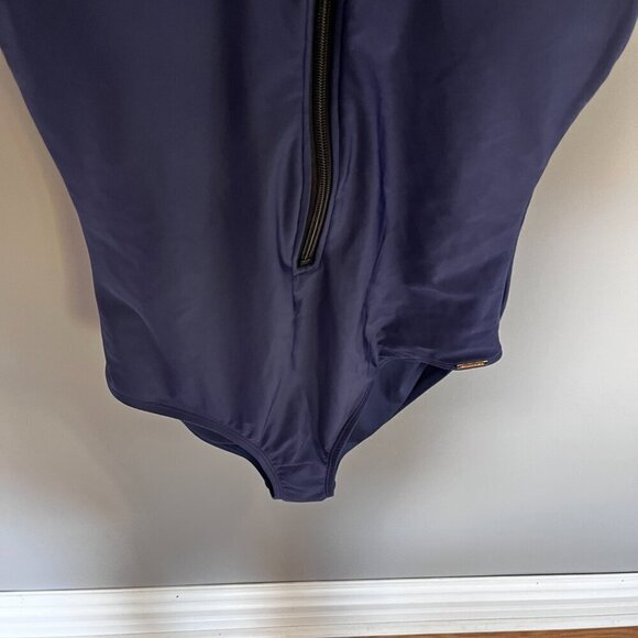 Relleciga Women’s One piece UV Protection Swimsuit Navy Blue Size S Zipper NWT - Picture 4 of 9